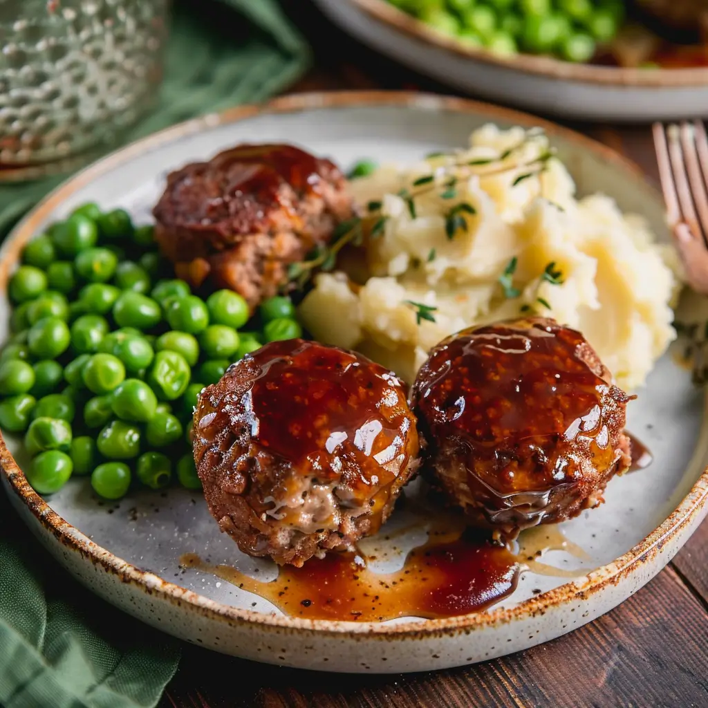 lunch dinner meatloaf mashed potatoes green peas.webp