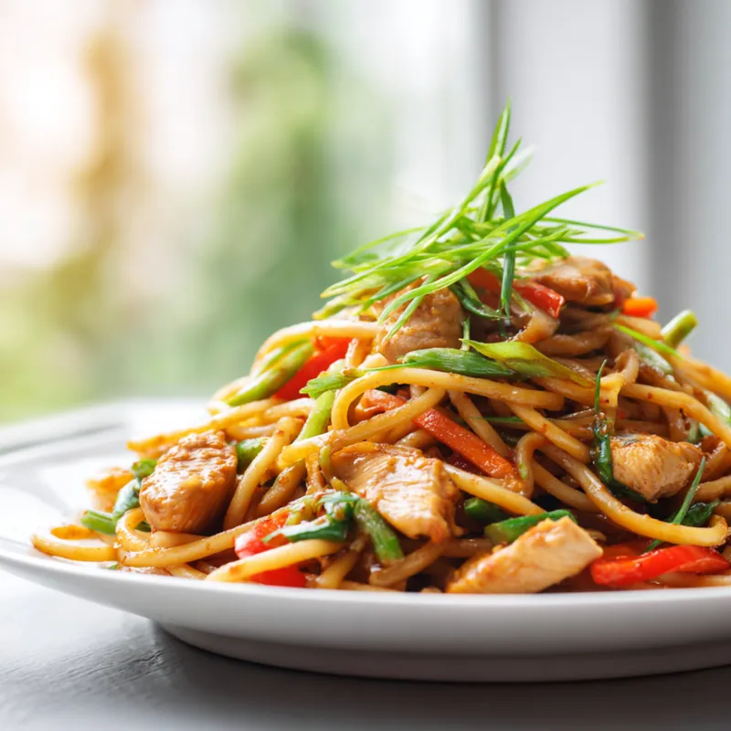 asian spaghetti chicken in content