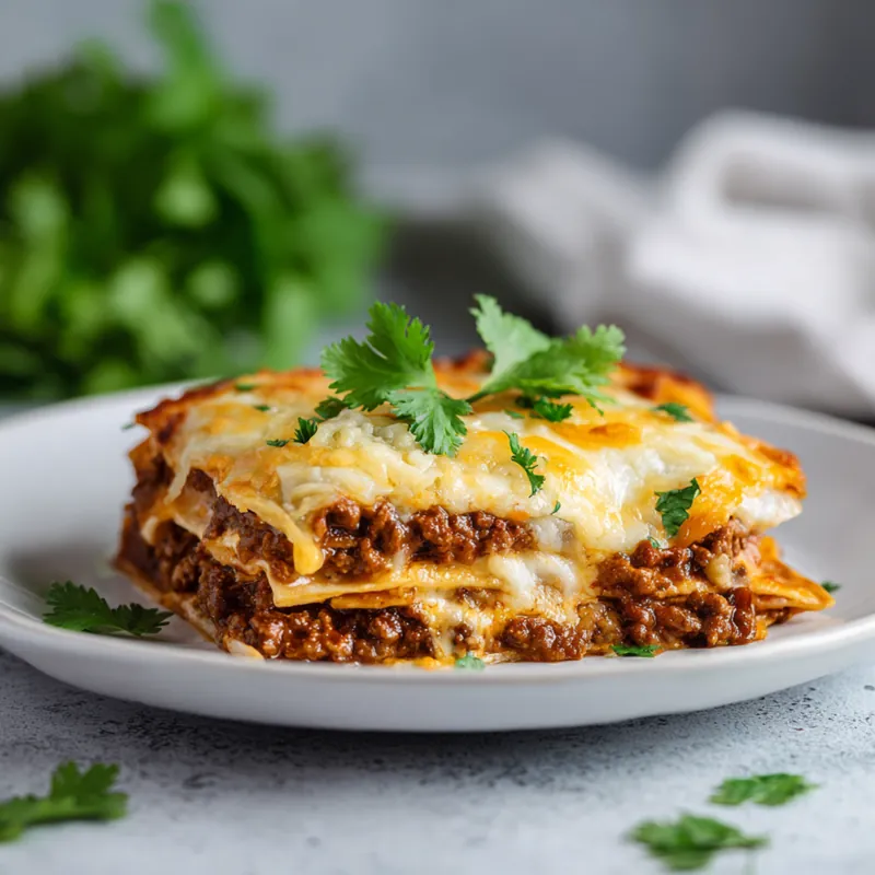 cheesy beef layered bake in content