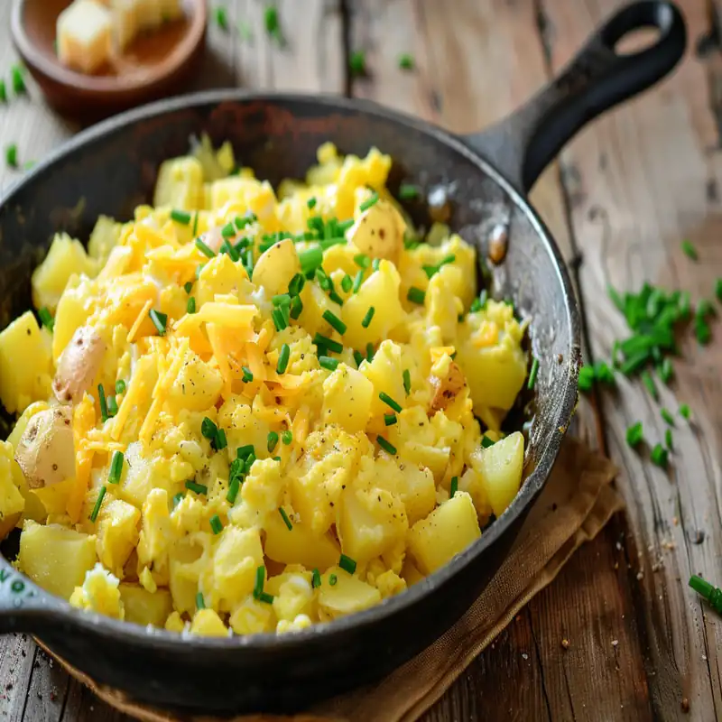 cheesy potato egg skillet in content compressed