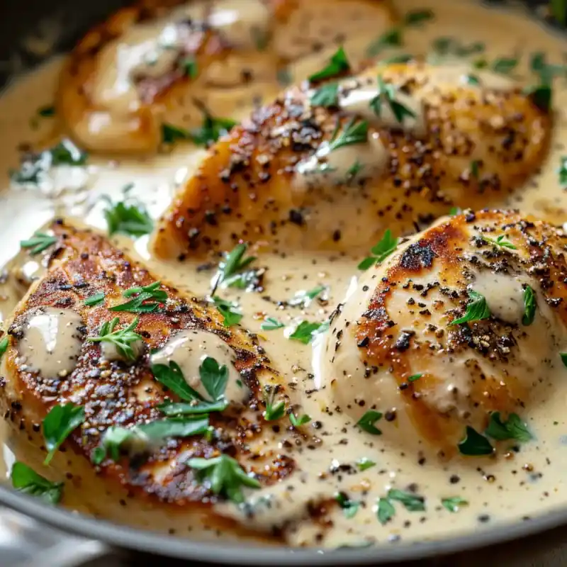 creamy garlic onepan chicken in content