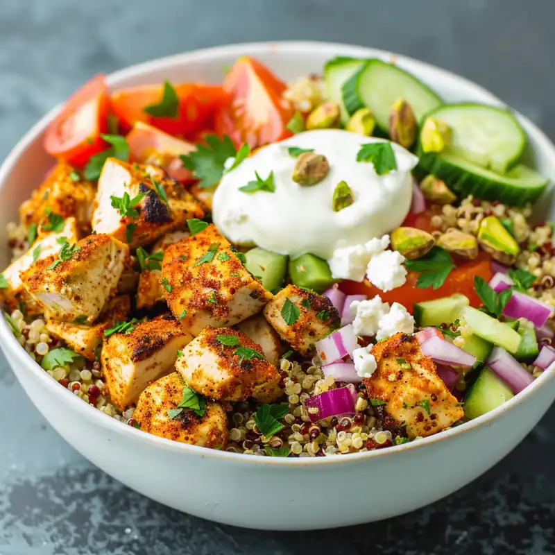 mediterranean chicken quinoa bowl