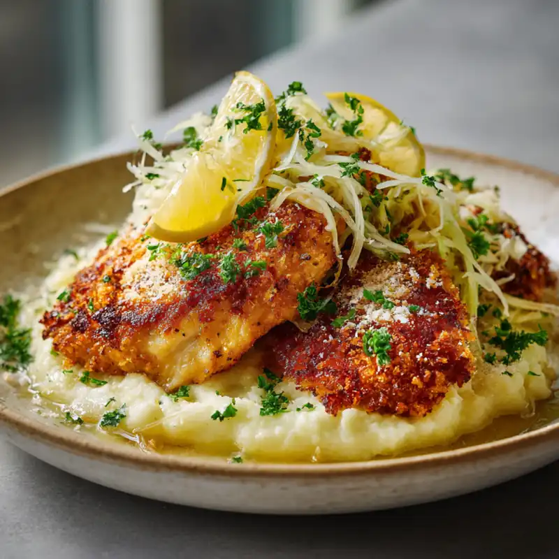 parmesan crusted chicken lemon mash 800x800 1