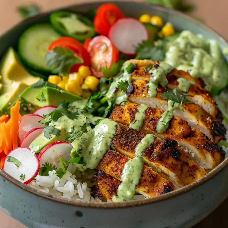 chicken rice bowl in content compressed