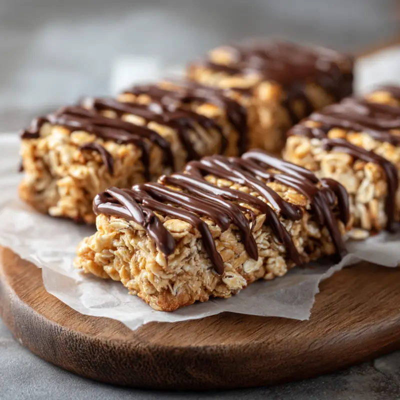 chocolate drizzled granola bars in content