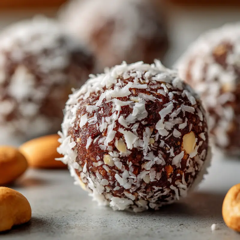 coconut chocolate energy balls in content