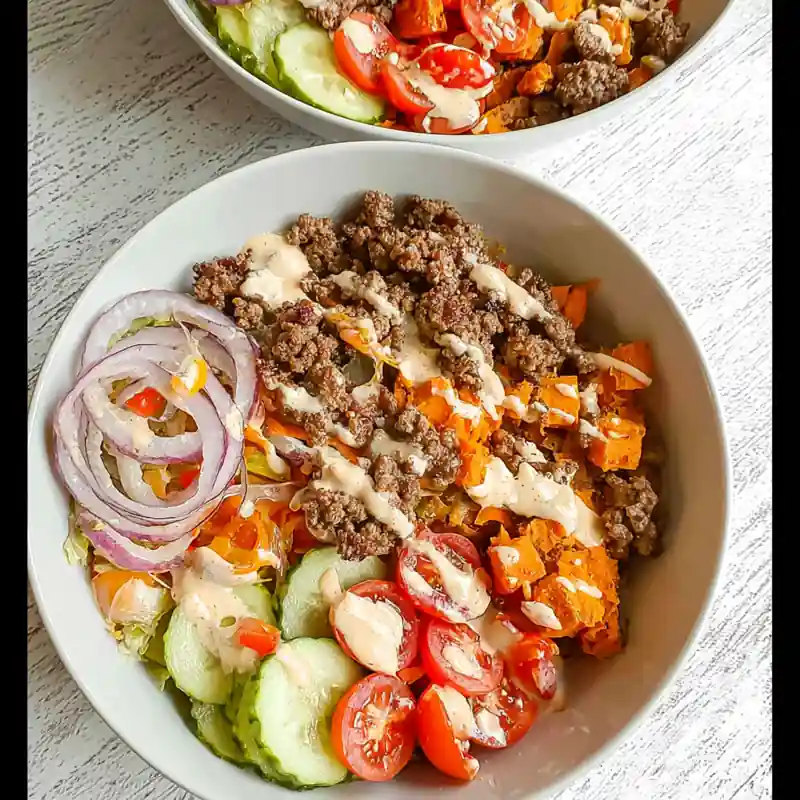 sweet potato burger bowl square